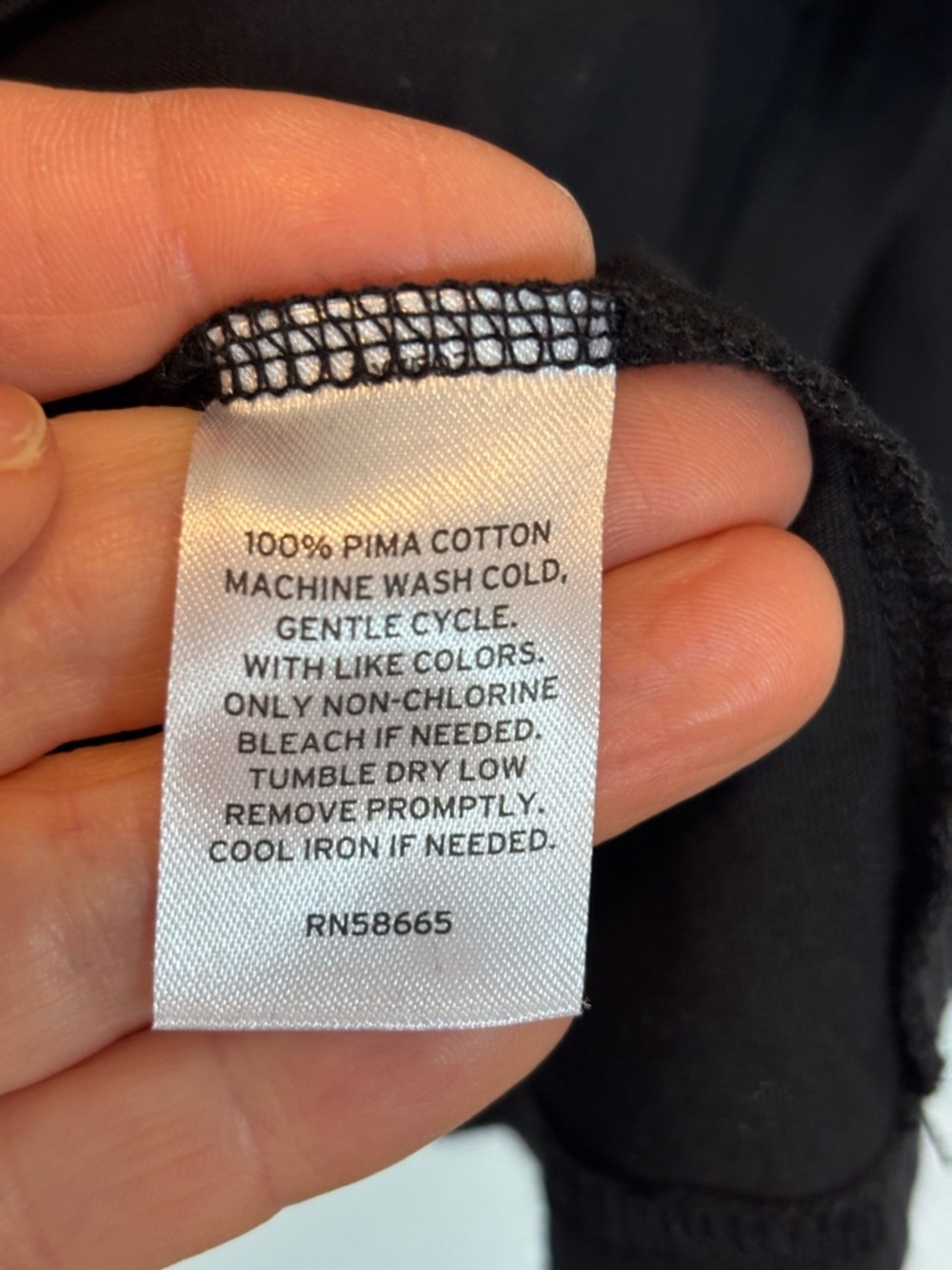 Nordstrom Black Long Sleeve Pima Cotton Crewneck Top 173 - Picture 4 of 4